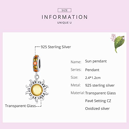 Animal Charms for Bracelets 925 Sterling Silver Bead Charms Bee Butterfly Fox Charm Fits Bracelets and Necklaces Cute Charms for Women - color: Sun
