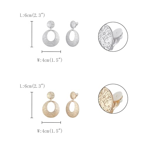 FANZE 2-3 Pairs Clip on Earrings Drop Earrings Set,Big Matte Gold Earrings Statement Earrings Jewelry Gift for Women - color: set-16