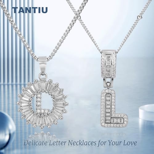 14K Gold Plated Alphabet Necklace Cubic Zirconia Letter Pendant, Personalized Name Jewelry Gift for Women, Customizable A-Z, Birthday/Mothers Day Gifts for Womens - color: White Gold, style: Style-L