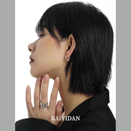 2 Pairs Gold/Silver Hoop Earrings For Women Set Trendy,14K Plated Gold Chunky Huggie Hoop Earings Pack,Oval Twisted Statement Silver Hoops,Fashion Jewelry Gift - color: B7 fortune small CZ hoops set