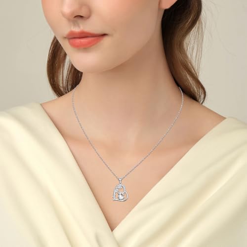 Heart Animal Necklace 925 Sterling Silver Cute Animal Pendant Jewelry Birthday Gifts for Women Girlfriend Mom Animal Lovers - style: Bunny