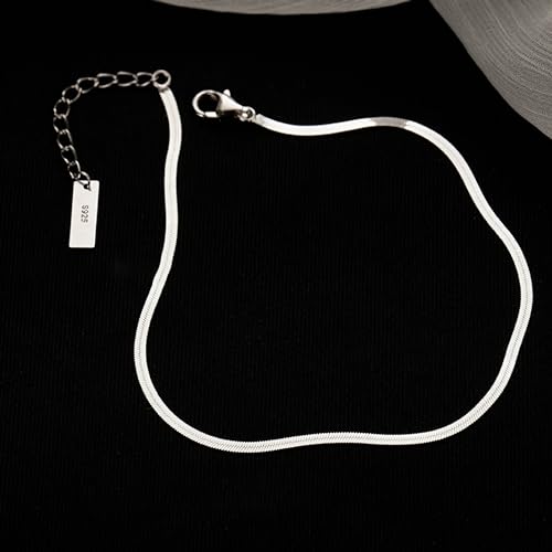 Gold Anklets Bracelets for Women,925 Sterling Silver Waterproof Dainty Heart Anklet Snake Chain Link 14K Gold Plated Non Tarnish Ankle Chain Summer Beach Foot Jewelry Graduation Wedding Gifts - color: Silver