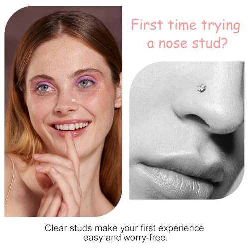 36Pcs Clear Piercing Retainers Plastic Piercings for Surgery Nose Rings Studs Tongue Belly Ring Septum Eyebrow Nipple Lip Labret Tragus Cartilage Earring Industrial Bar for Work