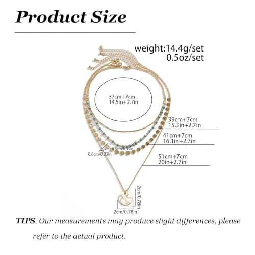 HUASAI Boho Necklaces for Women Dainty Layered Choker Necklace Bohemian Turquoise Necklace Statement Jewelry Western Cowgirl Country Concert Outfits Accessories - color: A-Coin