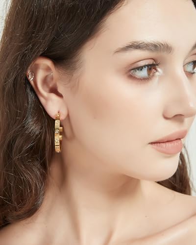 Love Friendship Hoop Earrings Set for Women 18K Gold and Silver Stainless Steel with Cubic Zirconia Stones Jewelry - style: One pair - Gold