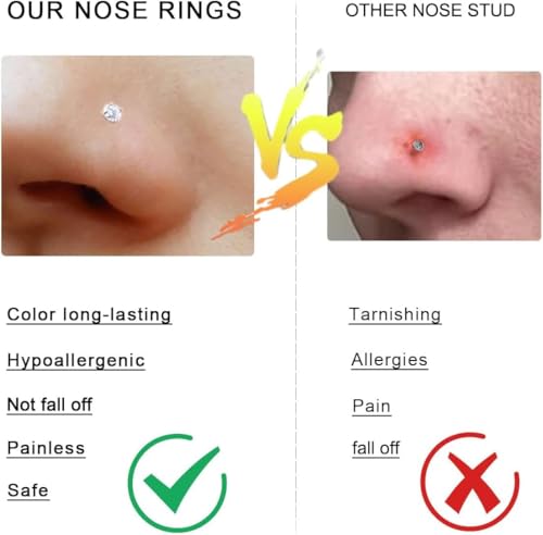 AMASIS Nose Rings and Nose Studs Set, Stainless Steel Hinged Nose Hoops and CZ Studs, Select Sizes and Styles for Nostril Septum Cartilage Piercing Jewelry - color: Gold, size: 3-Piece Studs,20Gauge,1.5/2/3mm