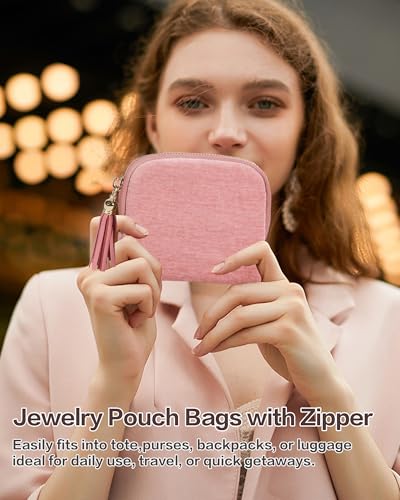 Travel Jewelry Pouch, 5-Layer Velvet Pouch, Light Purple | Anti-Scratch, Tangle-Free, Bracelets Earrings Necklaces, YKK Zipper Tassel, Chenille Velvet, Travel Jewelry Case, Gift - color: Light Purple