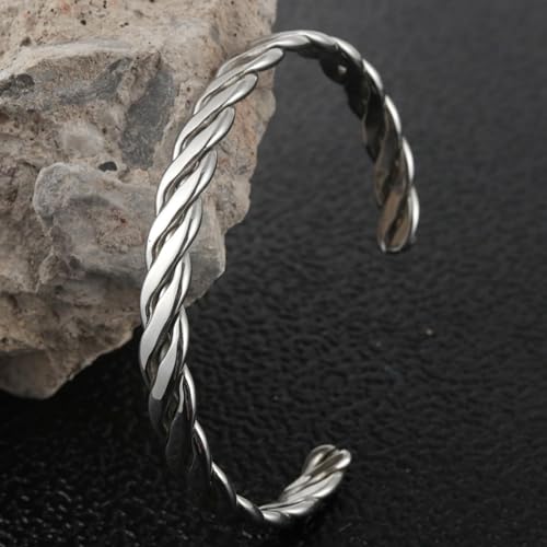 925 Sterling Silver Bracelet Plated Cuff Bangle Bracelet Fashionable Multi-layer Cross Wire Bangle Bracelet Open Adjustable Wide Cuff Bracelet for Teen Girls Fashion Jewelry - color: W-silver23