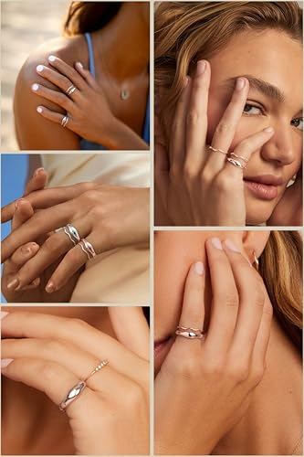 Gold Rings for Women Men Non Tarnish, Waterproof Chunky 14K Gold Plated Dainty Stackable Rings Trendy Statement Pinky Thumb Rings Engagement Eternity Wedding Band Ring Stacking Gold Jewelry Size 3 4 5 6 7 8 9 10 11 - color: Rose Gold, size: 4.5