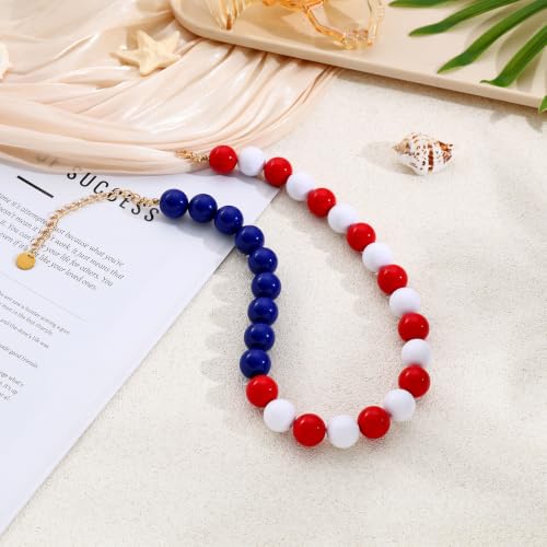 Chunky Beaded Necklace for Women 16mm Round Bead Resin Modern Statement Necklace Jewelry Accessories - color: colorful 06