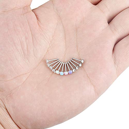 Cisyozi 18G 20G 22G Nose Rings Studs Surgical Steel Nose Stud Set 1.5mm 2mm 2.5mm 3mm Diamond Cubic Zirconia Opal Screw L Shaped Straight Nose Piercing Jewelry for Women Men - color: A:22G-Bone -2.5mm