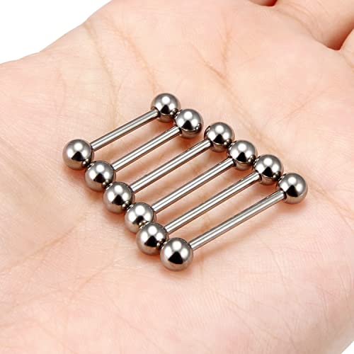 16G 14G 12G Titanium Tongue Rings Nipple Piercings Externally/Internally Threaded G23 Hypaollergenic Nipple Tongue Barbells Piercing Jewelry for Women Men 12mm 14mm 16mm 19mm Bars - style: 14G-14mm 16mm 19mm Bars-Externally Threaded