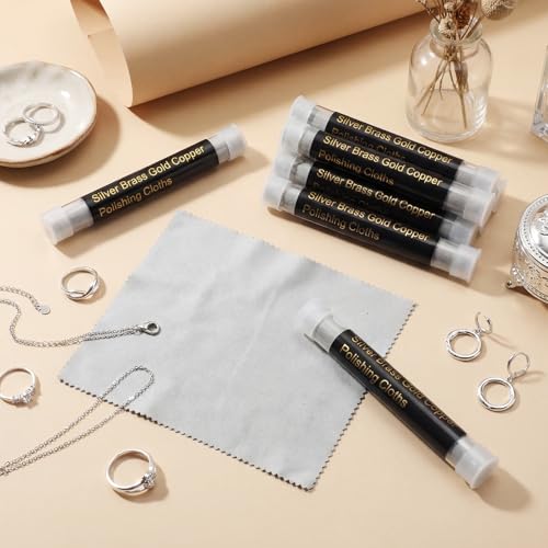 12 Pcs Jewelry Cleanning Cloth with Tube 7 x 6 Inch Silver Polishing Cloth Brass Cleaner for Sterling Silver Brass Gold Copper, Individually Wrapped(Gray) - color: Gray