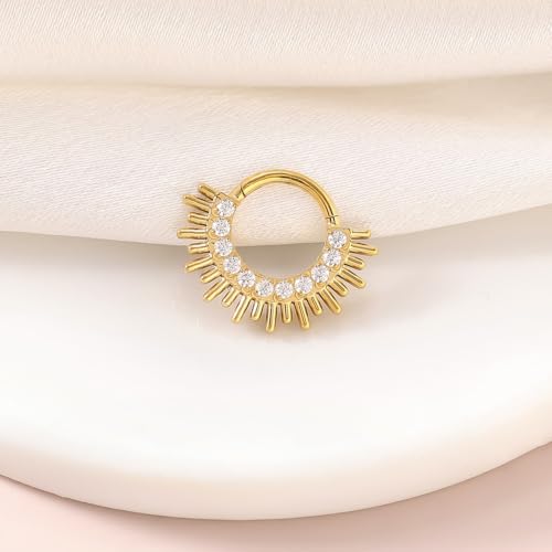 Cartilage Daith Earrings For Women Small 14K Gold Plated Hoop Hypoallergenic Helix Piercing Huggie Surgical Steel Diamond Implant Cubic Zirconia Prom Gift Jewelry - color: Style12-Gold, size: 16g-10mm