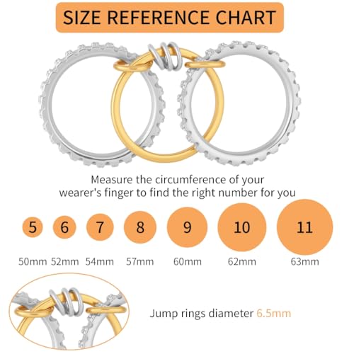 Stackable Rings Women Non Tarnish 18K Gold CZ Interlocking Ring Set | 18K Gold Plated, Hypoallergenic & Non Tarnish, Cubic Zirconia, Mixed Metals, Dainty Stacking Set, Gift for Her - color: silvery