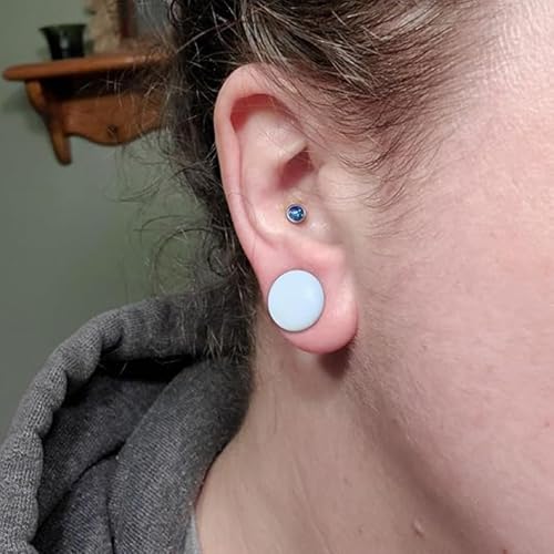 8G-12mm Solid Ear Plugs Tunnels for Women Men Single Flared Ears Gauge Plugs with O-Ring Stretcher Expander Piercing Body Jewelry Black White Clear Opalite 1 Pairs - color: White, size: 4 Gauge = 5mm = 3/16 inch