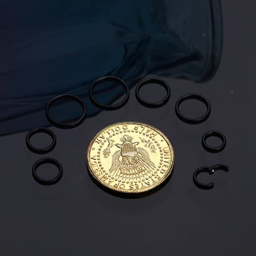 LOYALLOOK 8Pcs G23 Titanium Hinged Clicker Segment Nose Rings Hoop Septum Nose Lip Ring Hoop for Women Men Helix Cartilage Daith Tragus Sleeper Earrings Body Piercing Improved 16G - color: 16G-Black