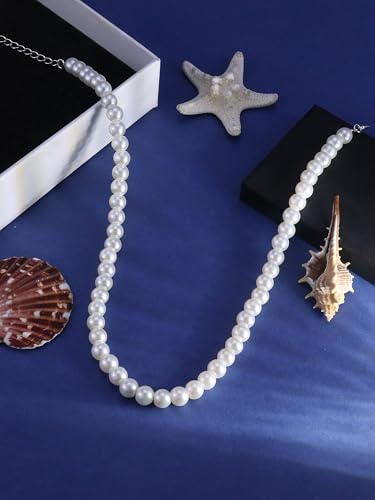 Pearl Necklaces for Women 60'' 70" Long Pearl Necklace 15.75'' Pearl Choker Necklace Chunky Bead Layered Faux Pearl Dangle Wedding Bridal 1920s Gatsby Christmas Costume Jewelry Gifts - color: White-15.75in-8MM