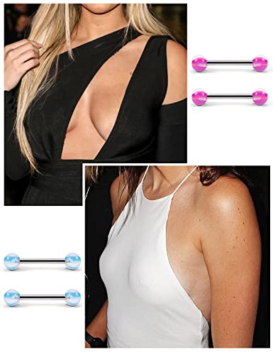 100pcs 14g Tongue Rings Nipple Rings for Women Men Surgical Stainless Steel Tongue/Nipple Piercing Jewelry Plastic Metal Tongue Ring 16MM Acrylic Straight Barbells Body Piercing Jewelry - color: A-100PCS Metal Tongue/Nipple Rings 16mm