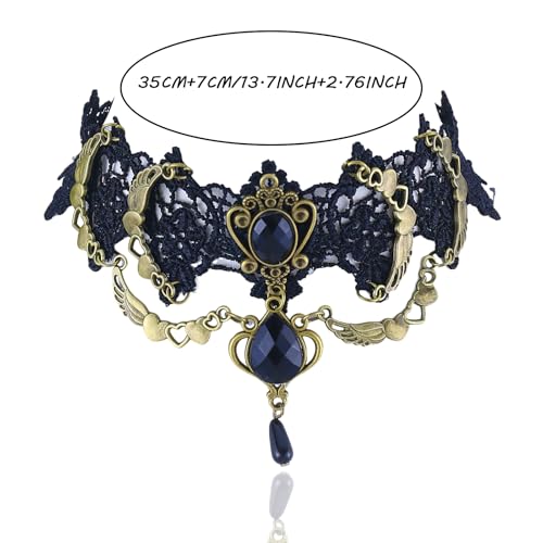 Vampire Choker Necklace for Women Gothic Lace Choker Necklace Y2K Goth Red Black Zirconia Pendant Necklaces Halloween Dark Bridal Vampire Costume Jewelry Accessories - style: Style-D