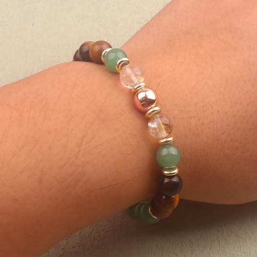 KSQS Healing Stone Bead Bracelet for Women, Natural Gemstones Balance Protection Bracelet, Spiritual Crystal Beads Bracelet Anxiety Relief with Meaning Card - color: Good Fortune