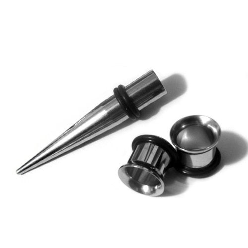 Urban Body Jewelry (1 Gauge Taper & Plugs Steel Taper & a Pair Of Stainless Steel Tunnel Plugs