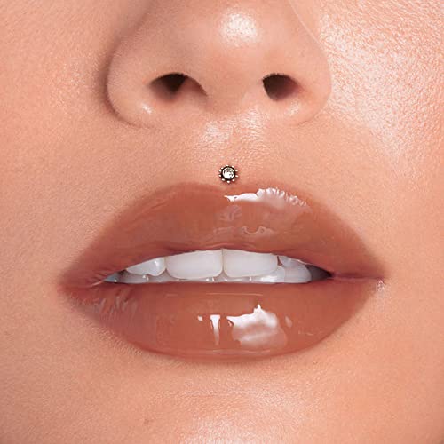 16G Monroe Lip Piercing Jewelry Labret Studs Tragus Hoop Earrings Nose Piercing Flat Back Helix Earring - color: rose gold, size: 16G*8mm