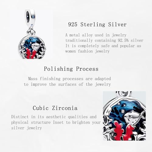Charms Beads 925 Sterling Silver Animal Heart Flower Friend Dangle Pendant with 5A Cubic fits for Charms Bracelets for Woman Valentine's Day Mother's Day Christmas Graduation Birthday Gift - style: D27-Marine Coral Fish Ocean