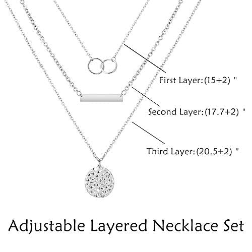 YANCHUN Layered Necklaces for Women Gold Necklace Stack Star Heart Choker Dainty Necklace Love Heart Chain Jewelry Gifts for Women - color: E:Silver Layer Circle Necklace