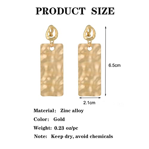 Gold Metal Clip On Earrings for Women Non Pierced Dangle Drop Earrings Multiple Styles - color: gold geometry