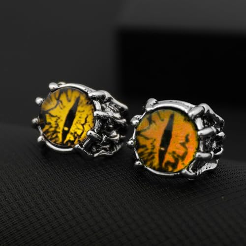 Rrdaily Gothic Punk Devil Evil Eye Rings, Open Adjustable Crystal Dragon Eagle Claw Locomotive Biker Ring for Men Party Gifts - color: Yellow