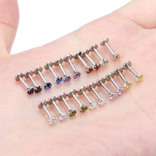 Vsnnsns 16G Lip Rings Stainless Steel Tragus Helix Conch Piercing Jewelry Snake Bite Piercing Monroe Lip Rings Labret Medusa Cartilage Lobe Earrings Studs Piercing Jewelry 6MM 8MM 10MM Silver - color: Mix Color Cz-6MM