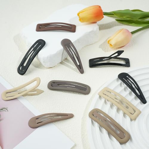 18pcs Snap Hair Clips, 2.76 Big Snap Clip, Matte Hairpin Accessories for Women Girls, Nonslip Metal Barrettes, Neutral Color - color: 2.76'' Matte Neutral