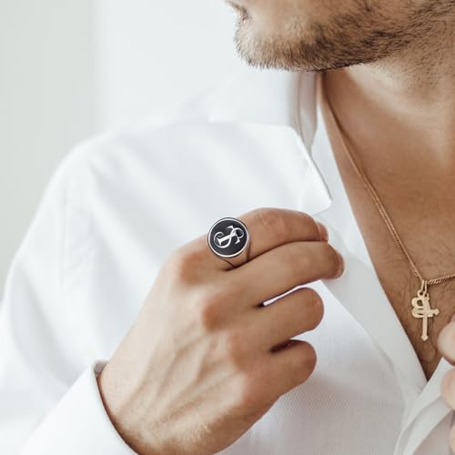 callie Custom Signet Ring - Engraved Text & Photo, Personalized Family Crest Coat Of Arms Rings, 925 Sterling Silver/Brass | Father's Day Jewelry Gifts for Men & Women - color: Initial-1