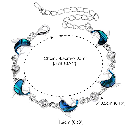 Beach Anklet Bracelet for Women Silver Plated Adjustable Abalone Shell Sea Turtle Dolphin Starfish Sand Dollar Ocean Ankle Bracelet for Women Summer Beach Jewelry - color: Dolphin Style B