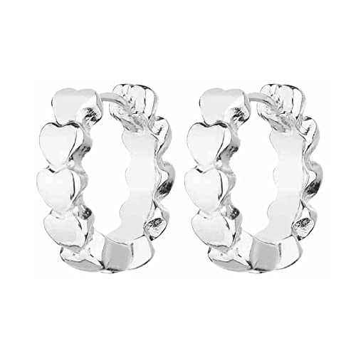 Wgoud 6 Pairs Chunky Gold Hoop Earrings for Women, 14K Gold Plated Hoop Earrings Hypoallergenic, Thick Lightweight Twisted Huggie Hoops Earring Set for Women’s Jewelry GIfts - color: 6 Silver Hoops set