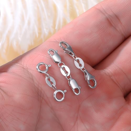 925 Sterling Silver Lobster Clasp for DIY Necklace Bracelet Jewelry Making, Double Spring Clasp with Closed Jump Rings, Necklace Extender Clasp Connector Bracelet Extension (Style 12) - style: Style 12