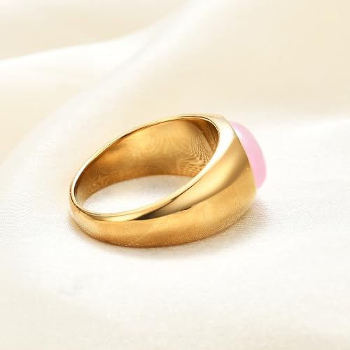 MYNENEY Signet Mens Pinky Rings Statement Wedding for Women - color: Pink-Gold