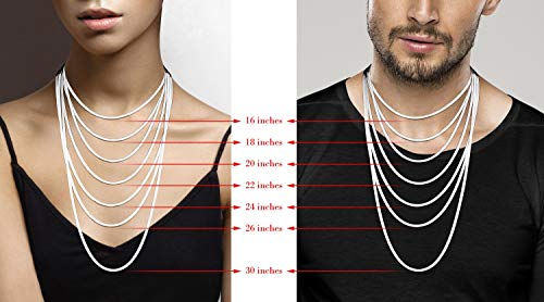Miabella Italian 925 Sterling Silver, 18K Gold Plated Herringbone Necklace | 3.5mm Flat Snake Chain, Fine Jewelry for Women, Made in Italy - size: Length 30 Inches, style: sterling silver