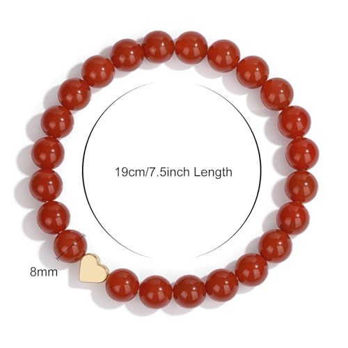 Healing Bracelet For Women Anxiety Beaded Bracelets Jewelry Healing Stone Crystal Bracelet Stress Relief Yoga Beads Chakra Bracelets Gifts For Women pink - color: Heart-Red Agate
