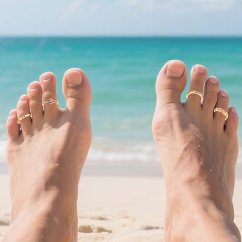 4 Pcs Gold Toe Rings for Women, 4 Designs Adjustable Open Toe Rings Minimalist Stylish Summer Beach Foot Jewelry for Women's Fashion Gifts