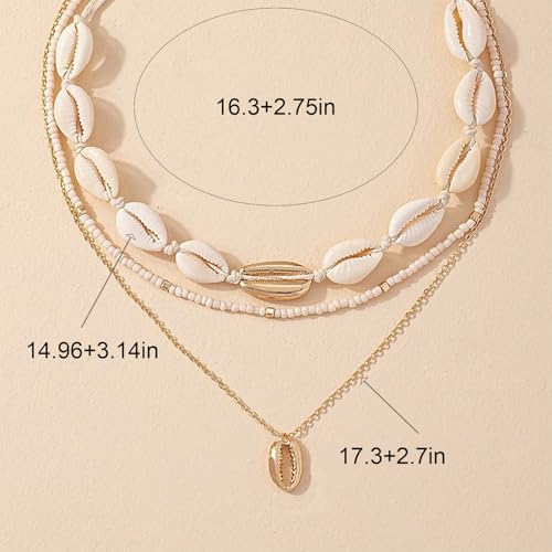 YANCHUN Layered Necklaces for Women Gold Necklace Stack Star Heart Choker Dainty Necklace Love Heart Chain Jewelry Gifts for Women - color: ZA-seashell