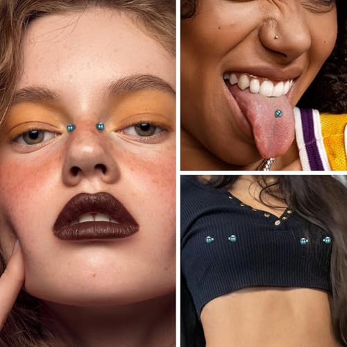 PEAKLINK Internally Threaded Nipple Rings Titanium Nipple Bars Piercing Jewelry 1 Pair Tongue Rings Eyebrow Jewelry Bridge Piercings - color: Green Nipple Straight Barbell