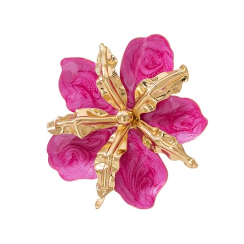 Retro Large Gold Leaves Black Red Enamel Flower Ring for Women Jewelry Gift | Bold Oil Drip Light Red Floral Irregular Petals Statement Gold Leaf Joint Finger Ring Punk Vacation Y2k Party Boho Accessory - color: Red