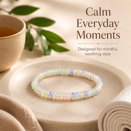 Anxiety Relief Crystal Bracelet Menopause Bracelet Tigers Eye Citrine Natural Stone Stress Beaded Stretch Bracelets Anxiety Relief Healing Bracelets New Chapter Encouragement Jewelry Menopause Gifts - color: A3: Opal