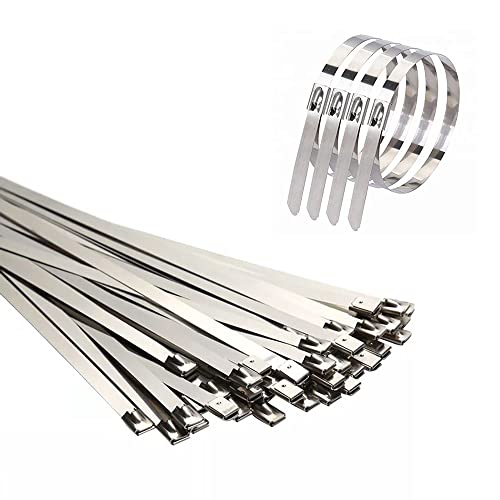 Kable Kontrol Stainless Steel Metal Zip Ties 15 Inch 100 Pcs HD 350Lbs Test | Heavy Duty Steel Cable Ties, Self-locking, Multi-Purpose, Outdoor and Indoor Use, High Temperature, Corrosion Resistant - size: 15" - 350 Lbs - 100 Pcs