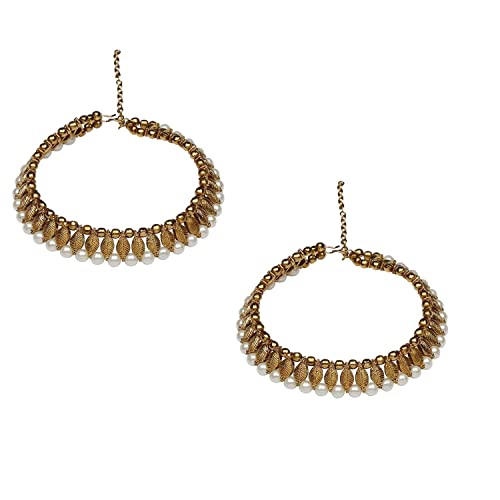 Efulgenz Indian Oxidized Anklets Faux Pearl Bridal Payal Ankle Bracelets