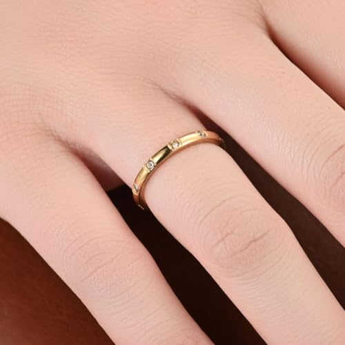 JUDE Jewelers 2mm Stainless Steel Eternity Wedding Band Stackable Ring - color: Gold