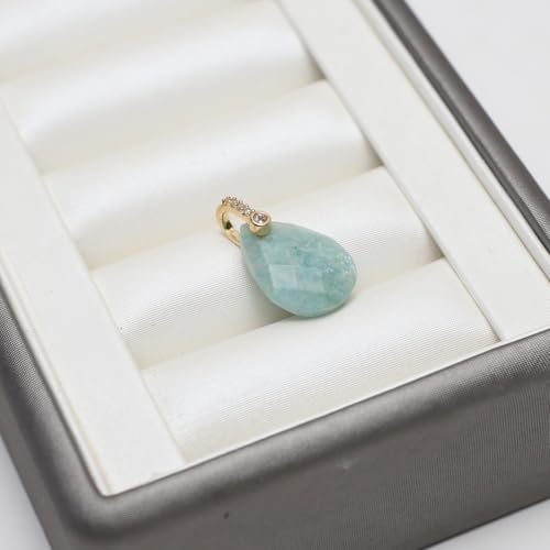 LE SKY Natural Stone Pendants Healing Crystal Gemstones with Rhinestone Charms for jewelry Making Necklace DIY Craft Gift - color: faceted drop