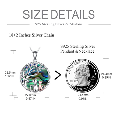 925 Sterling Silver Moon Black Cat Necklace for Women Cat Jewelry - style: D-2 Cat Tree of Life Abalone Necklace
